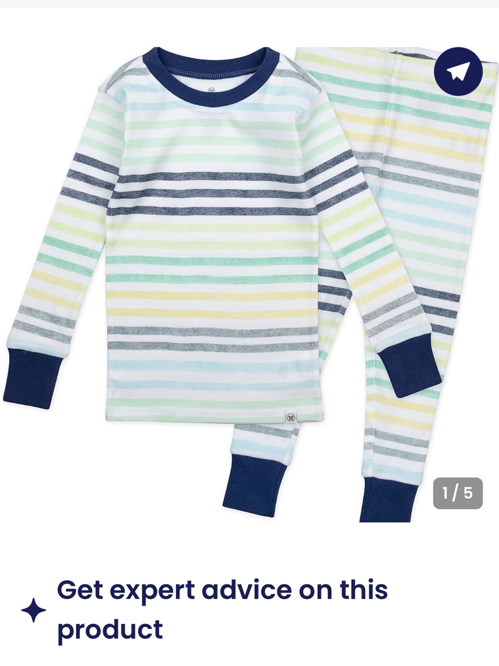 The Honest Company Multi-Stripe Pajama Set with Navy Trim
